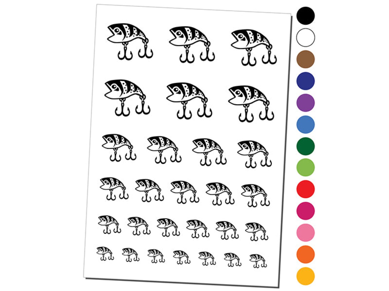 Plug Crankbait Fishing Lure Bait Hooks Temporary Tattoo Water Resistant Fake Body Art Set Collection